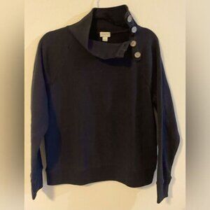 J.Crew, Black, Sweatshirt w/a Side Button Collar, Size S